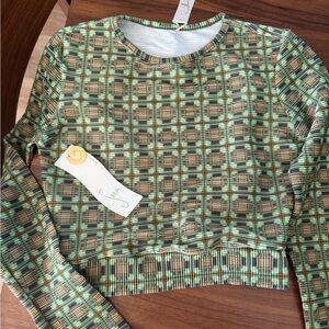 Seea Palomar crop rash guard top green S